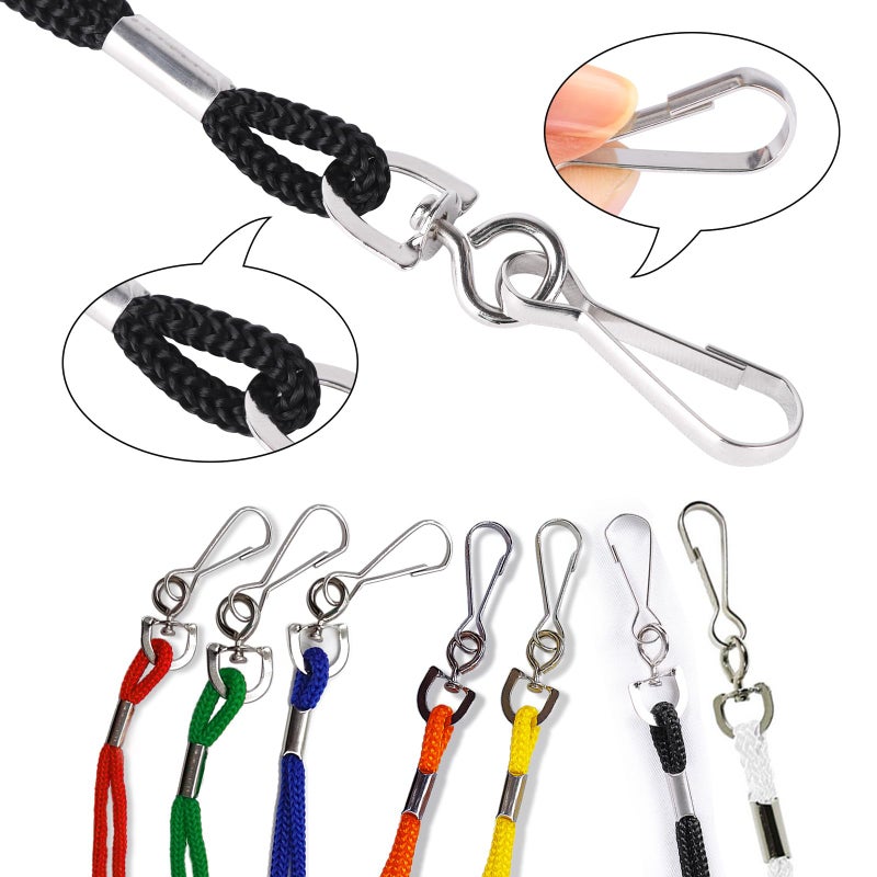 HOSL 100 Pack Badge Lanyards Business ID Card Lanyards Employee Students Lanyard Round 36" With Swivel Hook (Red) - Image 4